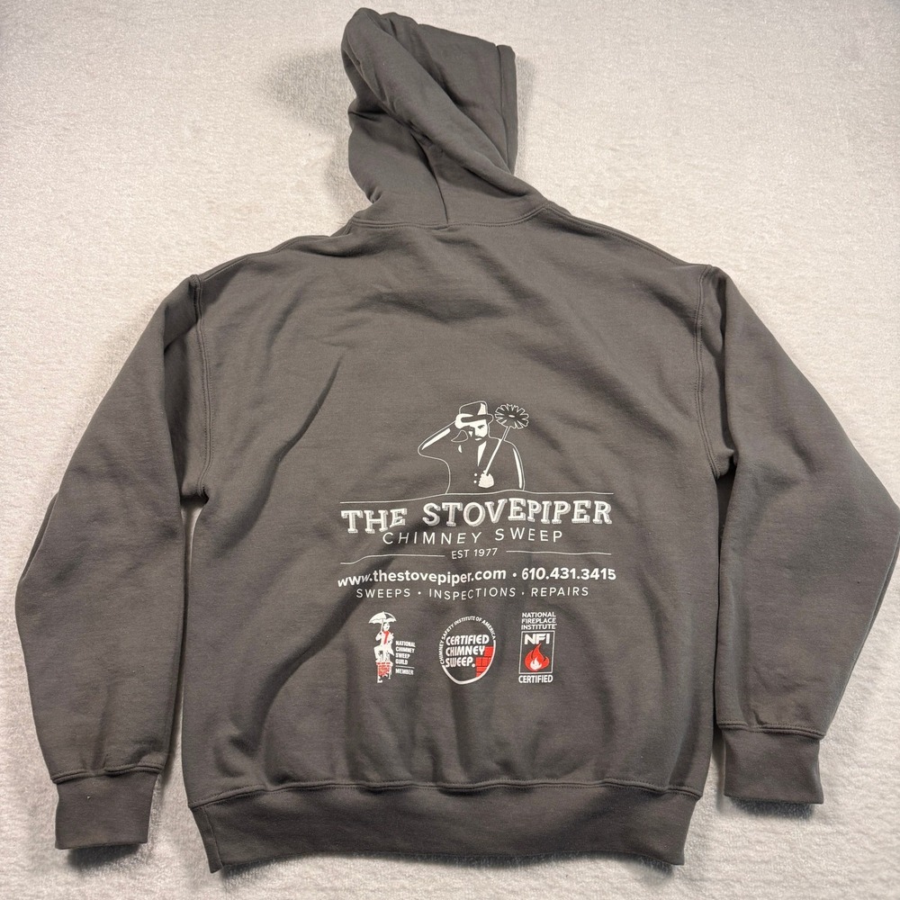 Gildan DryBlend Men's M Charcoal "The Stovepiper Chimney Sweep"‎ Hoodie